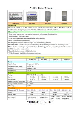 Système d'alimentation en courant continu monté sur support 30A - 600A Systèmes d'alimentation en courant continu télécommunications