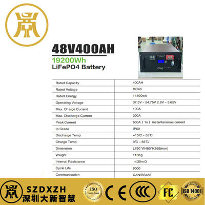 Montage sur rack batterie de stockage Lifepo4 400Ah batterie de stockage pour la maison